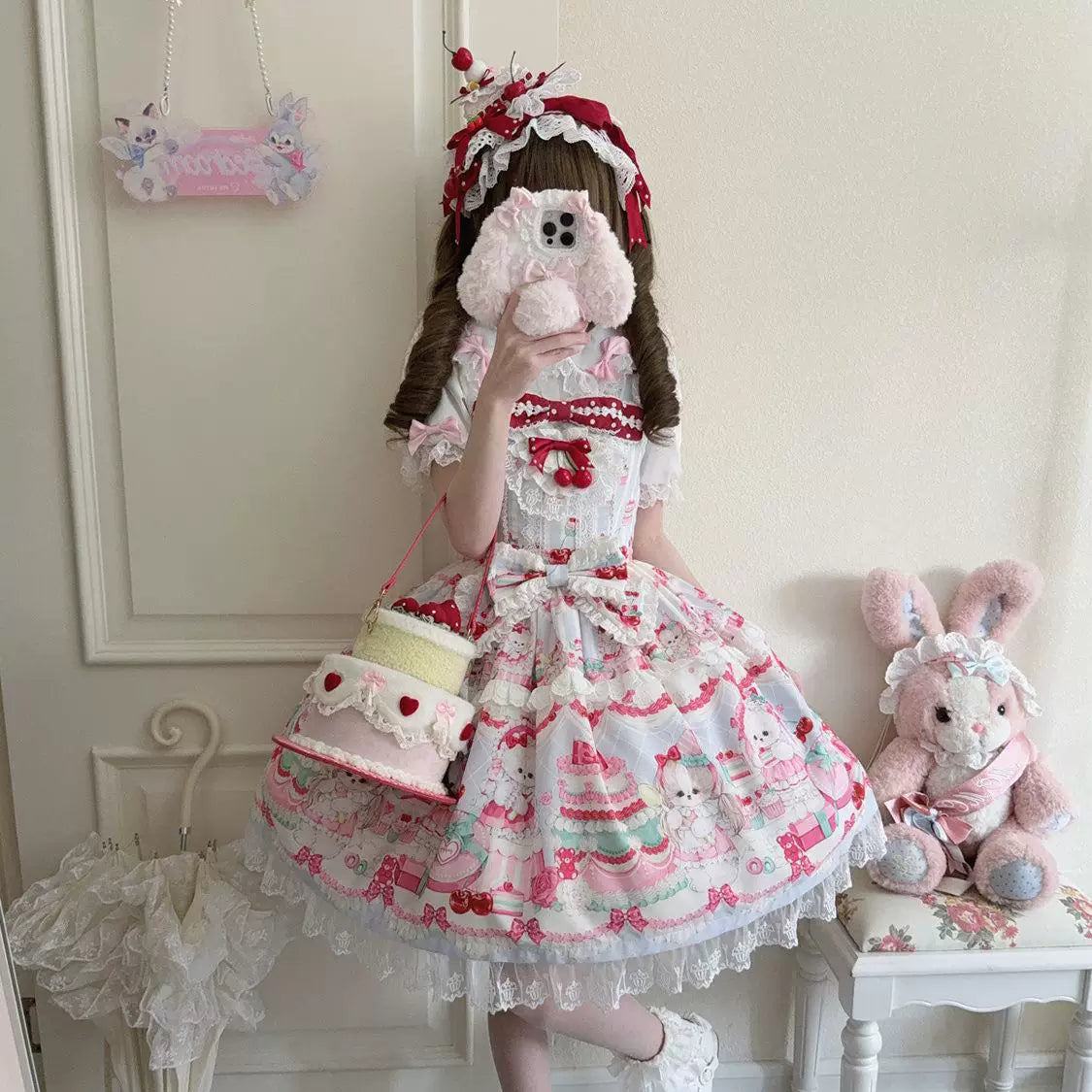 Sweetheart Dream Machine - Original Design - Red, Pink, Blue or Yellow JSK with Layered Lace