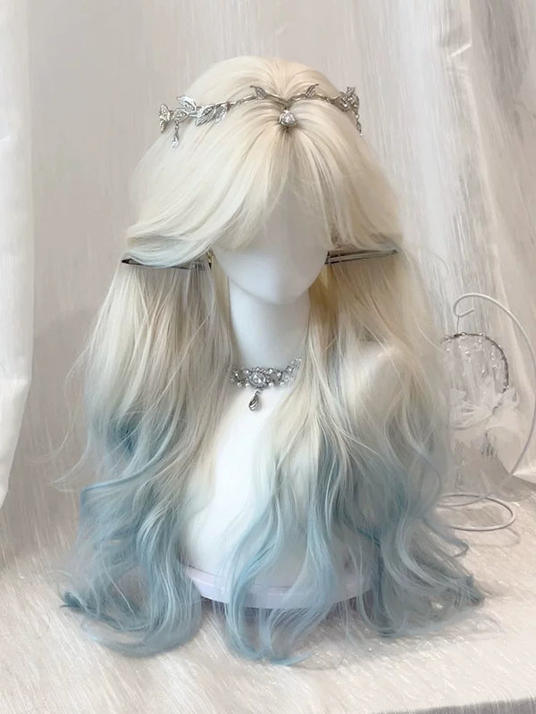 Kunkun Fish platinum-to-blue long wavy wig - view 1