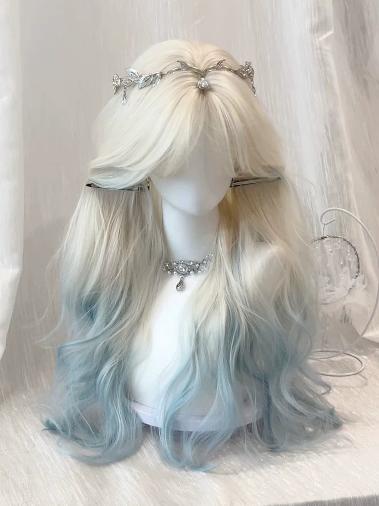 Kunkun Fish platinum-to-blue long wavy wig - view 6