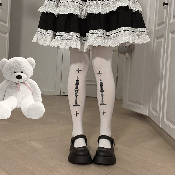 Roji Roji - Gothic Lolita 80D Velvet Pantyhose - Socks