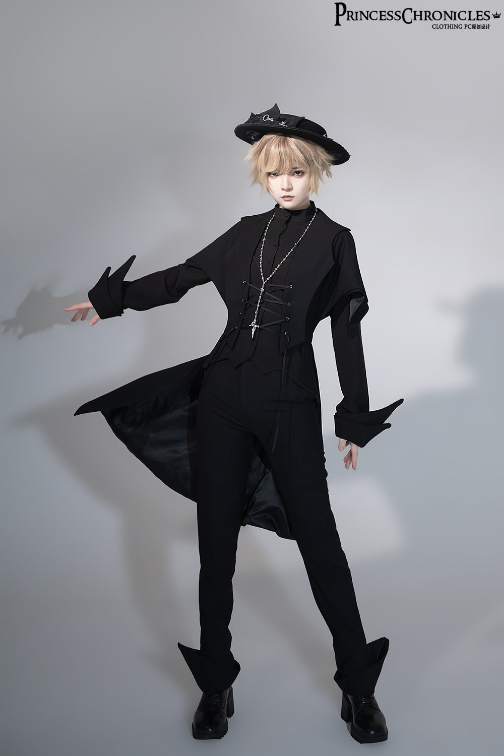 Princess Chronicles - Yan Ye - Ouji Lolita Black Shirt, Irregular Hem