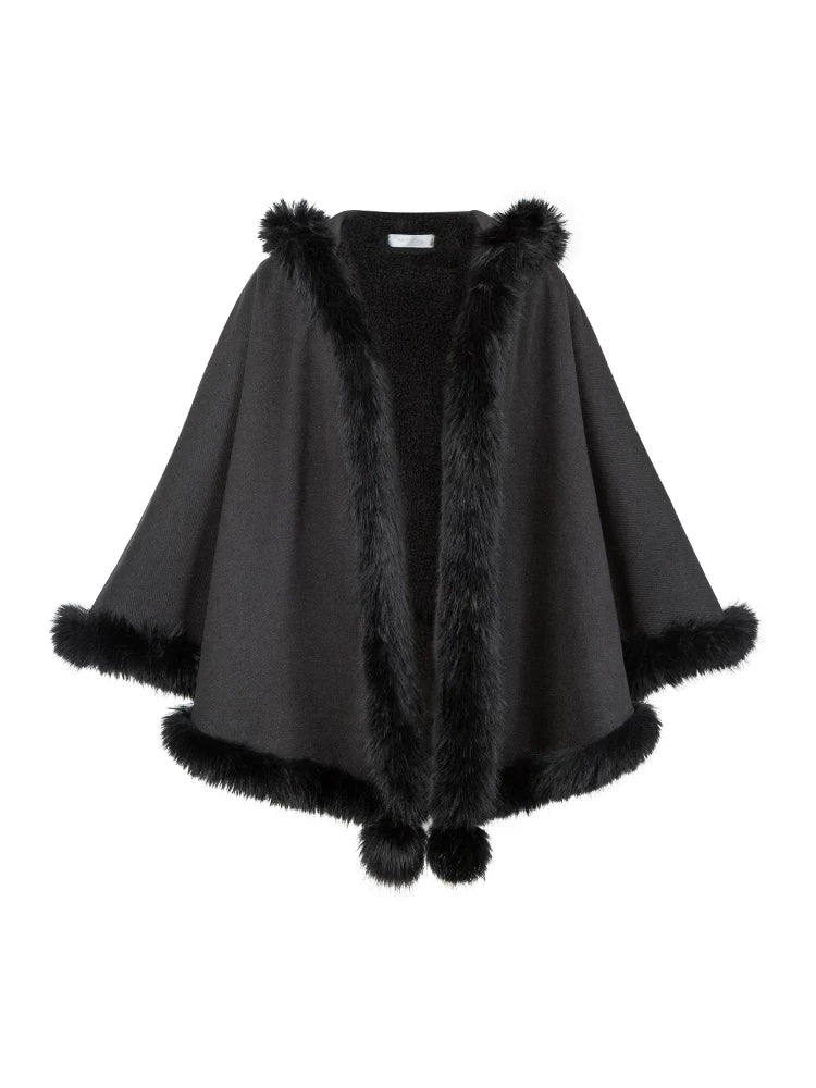 With PUJI - Guihua Cape - Gothic Lolita Cape, Plush Texture detail view 5