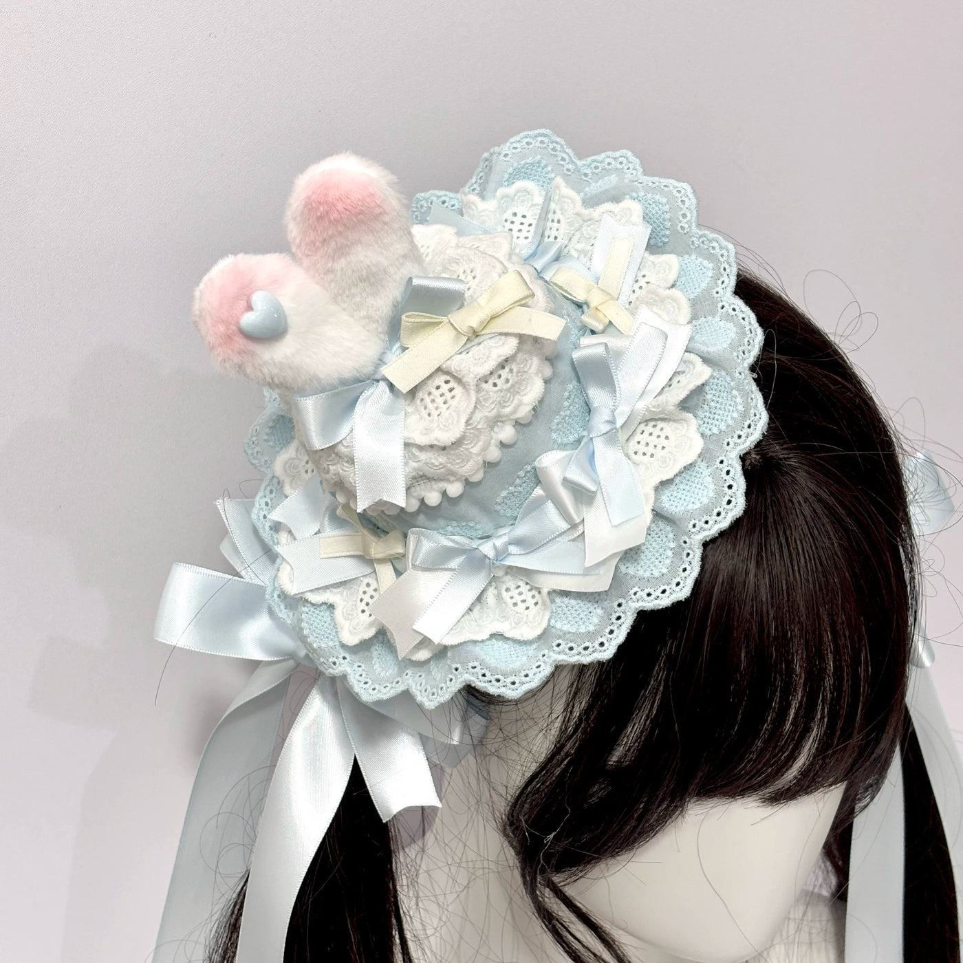 Cat Tart - Blue White Cake - Mini Top Hat with Rabbit Ears