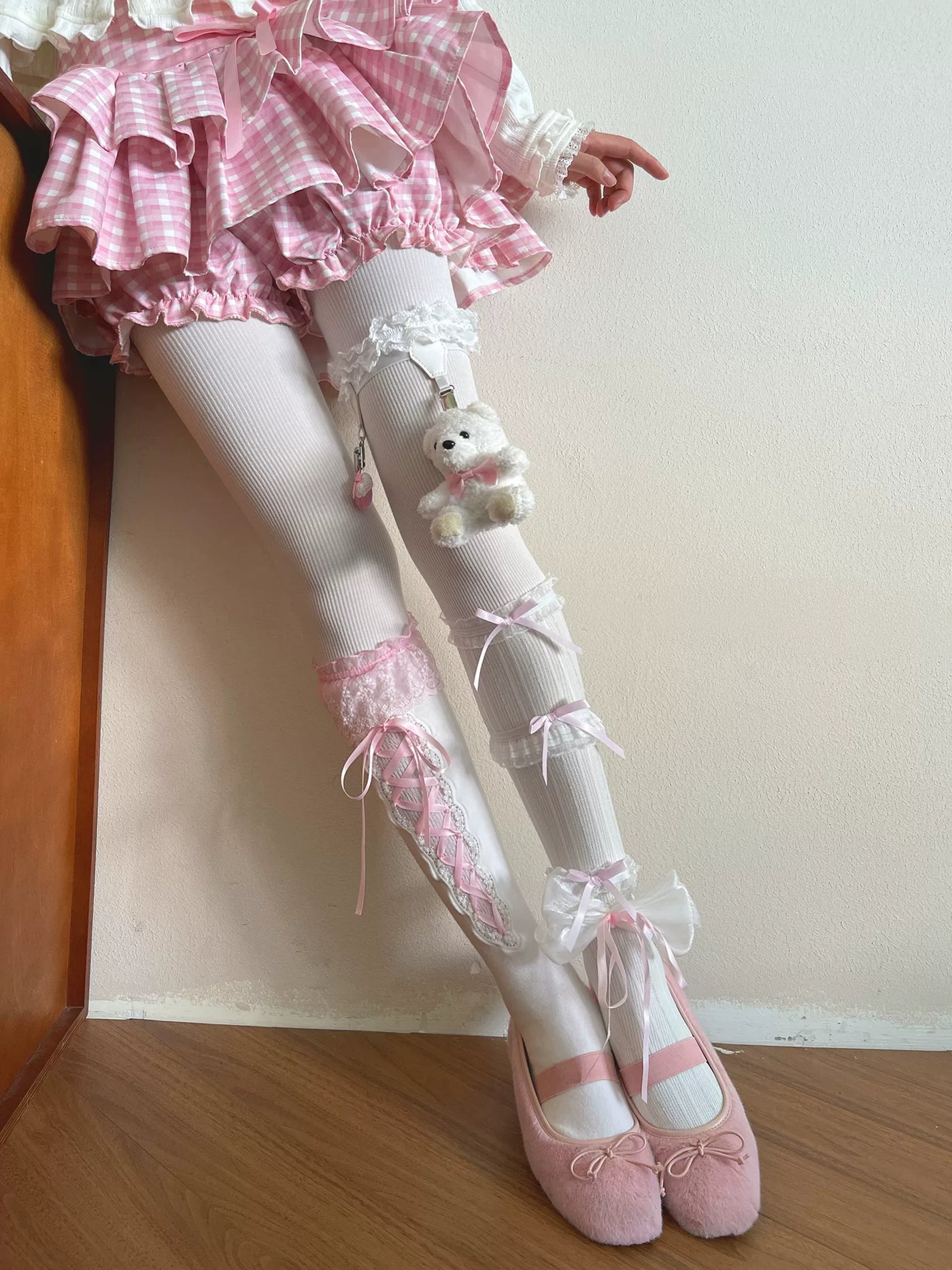 Sock Noble - Strawberry Bear - Lace-Trimmed Lolita Socks