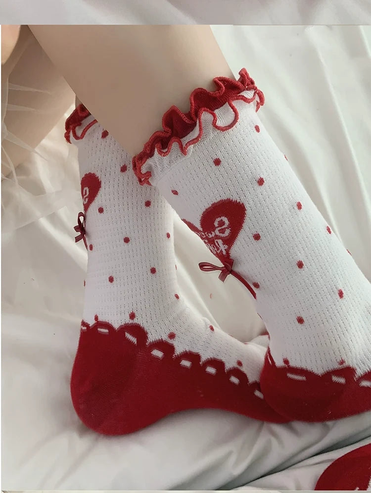 Roji Roji - Sweet Lolita Socks Cute Lolita - Short Socks With Polka Dot Socks