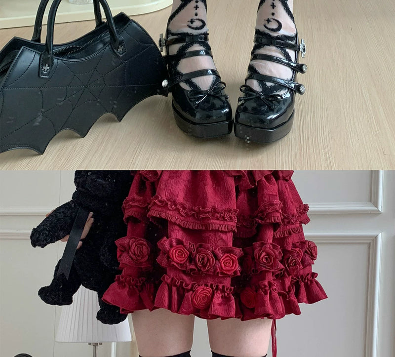 roji roji - Angel and Demon Heart - White or Black Socks in Three Lengths