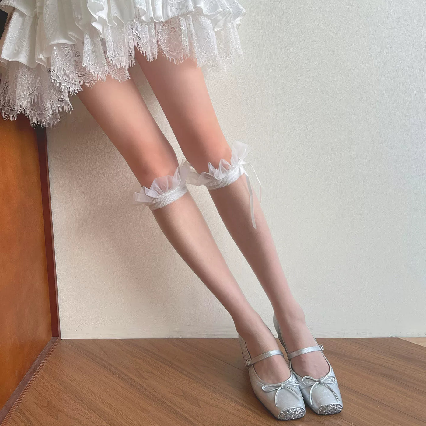 Sock Noble - Cloud Ruffle - Mid-Calf Slouch Socks with Cloud-Like Ruffle Trim