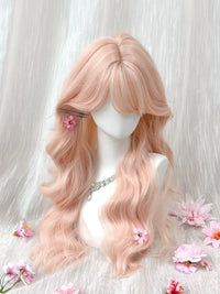 Kunkun Fish - Peach Sweetheart - pink long curly wig - Peach pink + wig cap