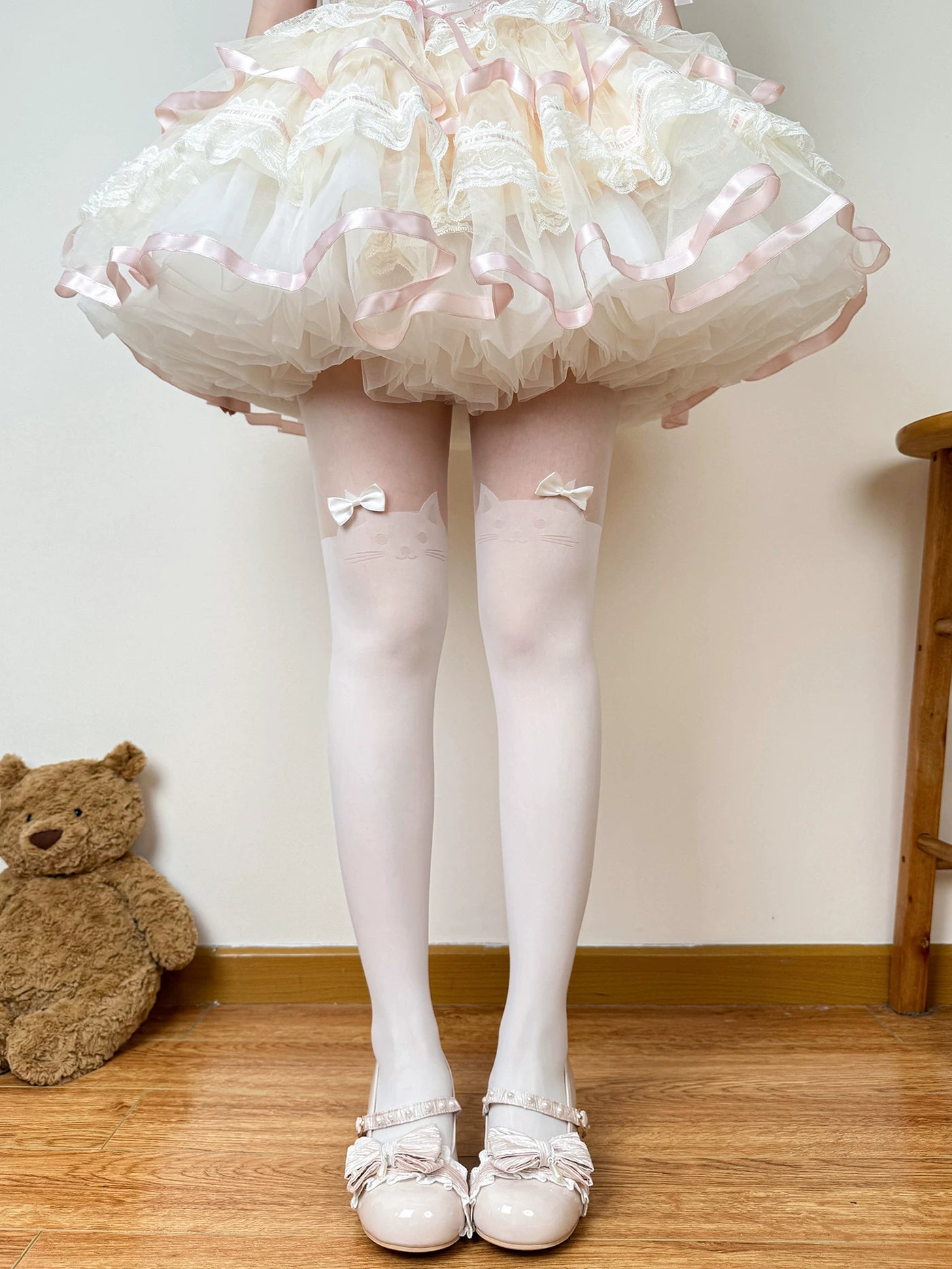 Chubby Bear Tales - Ballet Bow Collection - Tights with Decorative Bow and Motif Variations