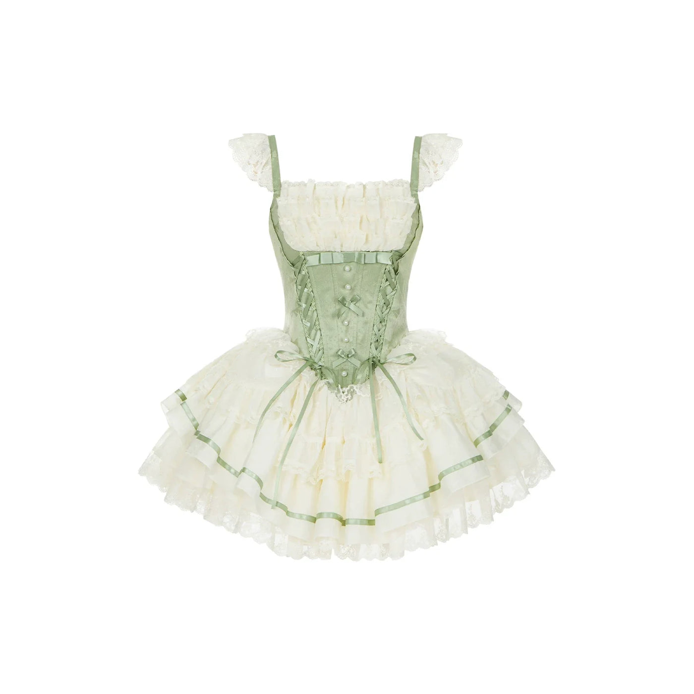 Unfailing - Classic Lolita Bow Jacquard Corset JSK Dress (L M S) 45632:856676