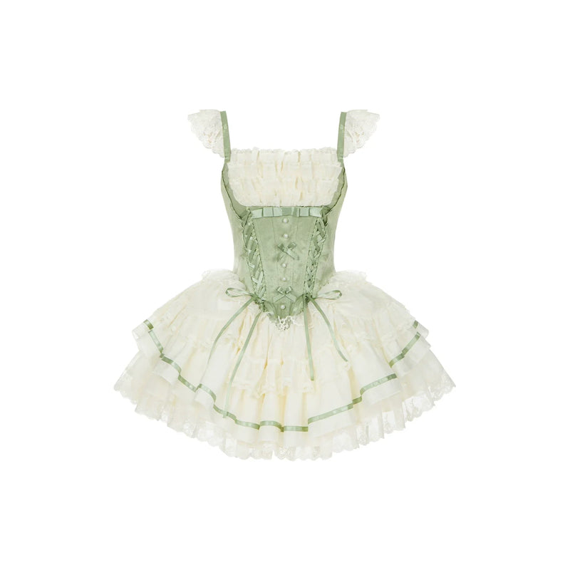 Unfailing - Classic Lolita Bow Jacquard Corset JSK Dress (L M S) 45632:856676