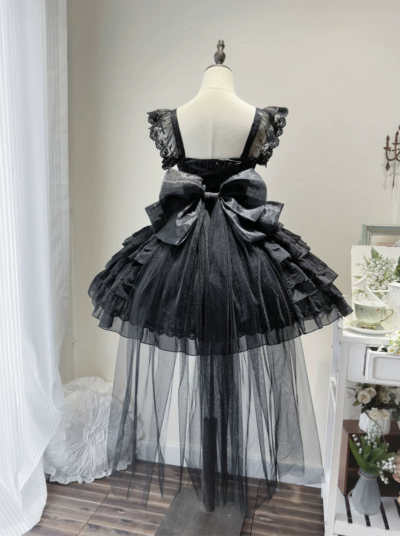 Lady Han Reborn Feather ballet bridal JSK dress from Lolita Fetch, featuring elegant feather details and intricate lace accents.