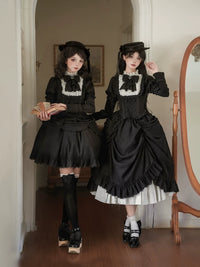 With PUJI - Fog City Time Difference - Classic Lolita SK & Blouse Suit - Lace high-neck top - In Stock / L