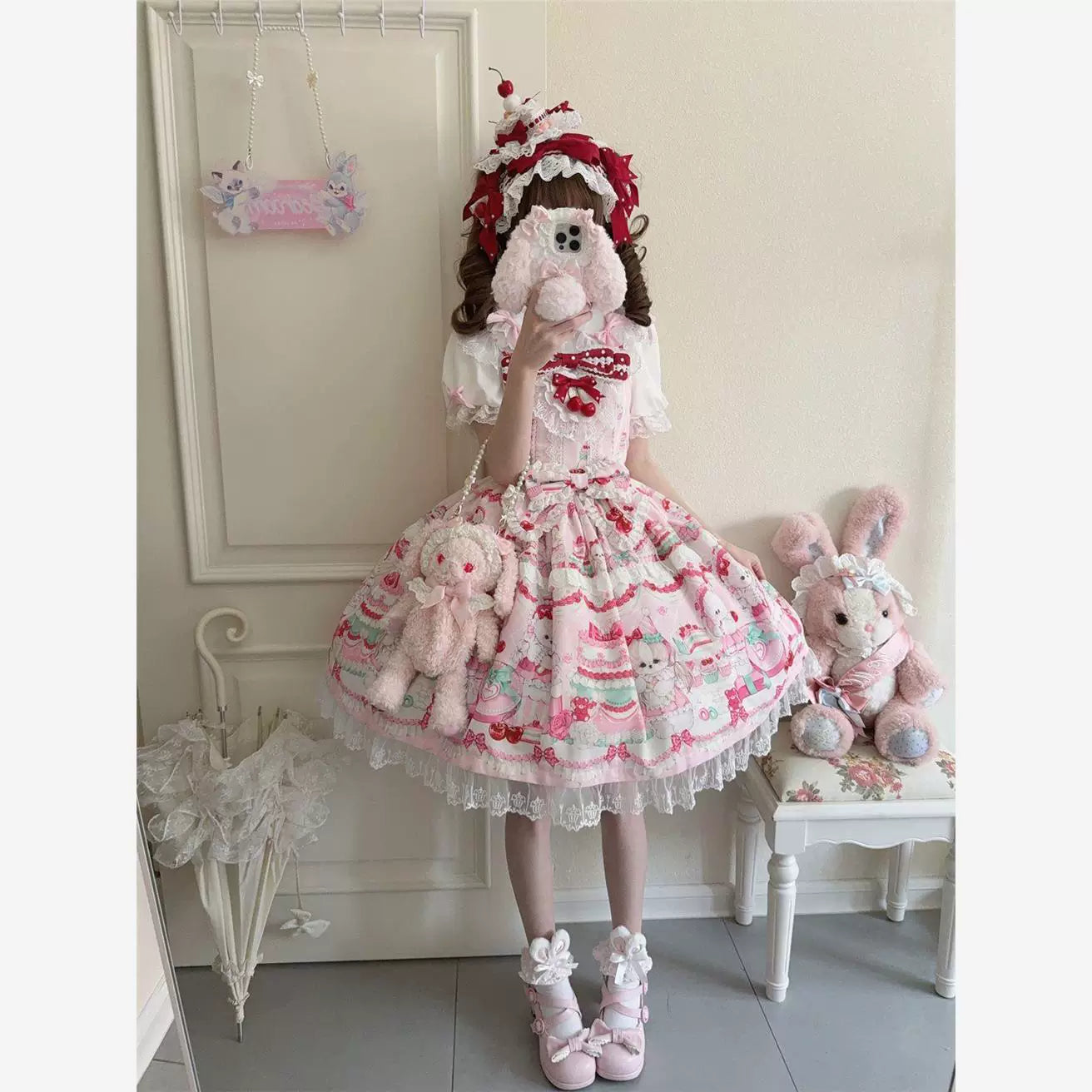 Sweetheart Dream Machine - Original Design - Red, Pink, Blue or Yellow JSK with Layered Lace
