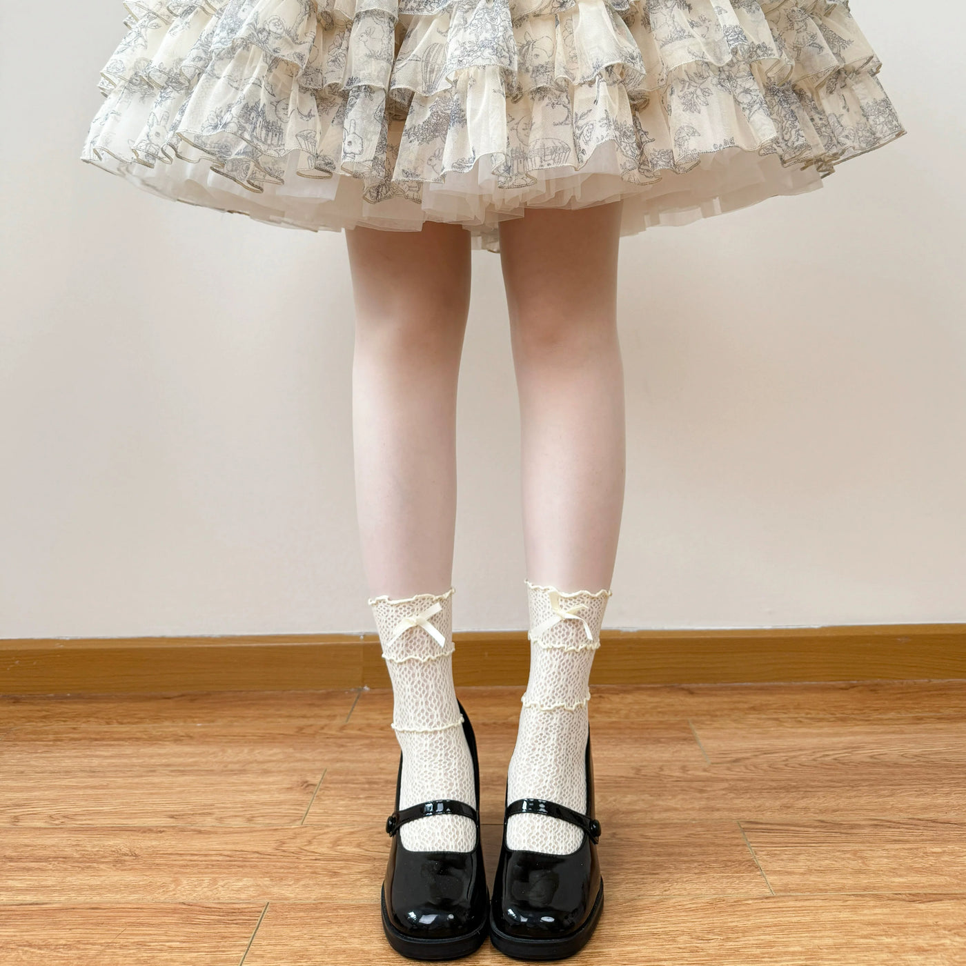 Chubby Bear Tales - Cream Lace Bow Collection - Named-Style Lace Socks