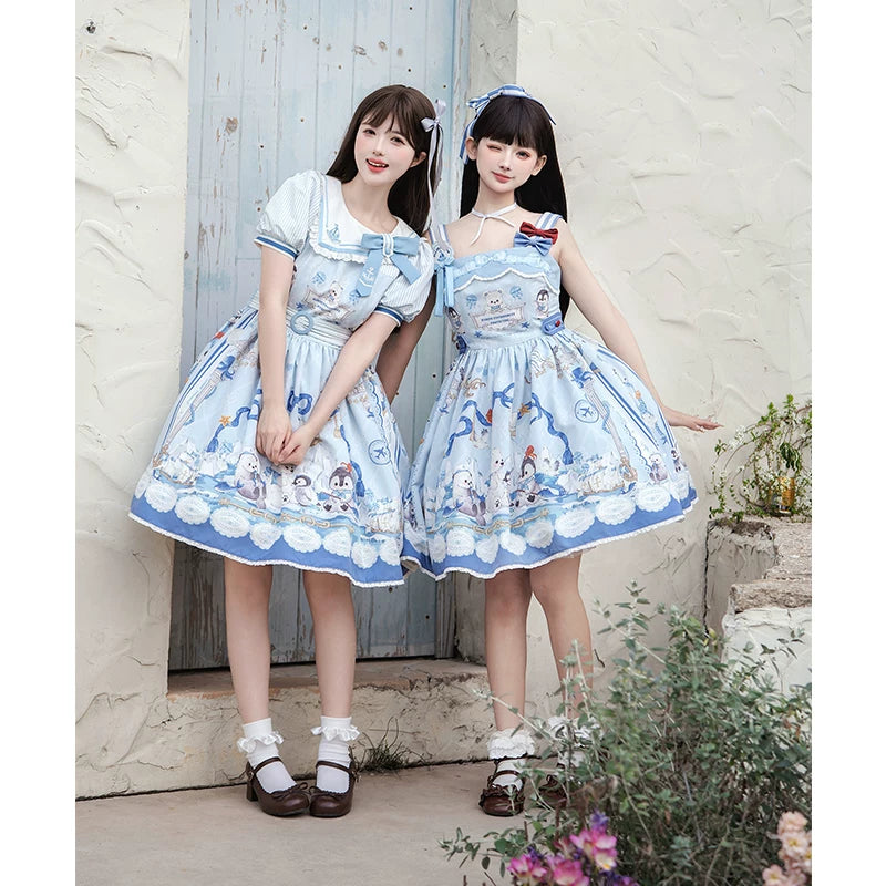 Inmorelli - Penguin Navy - Navy OP / JSK Dress with Penguin-and-Nautical Motifs