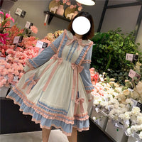 NiuNiu - Sweetheart Puff - Pastel Plus Size Lolita OP Dress - Sweetheart Puff – Powder Blue & Cream / 2XL