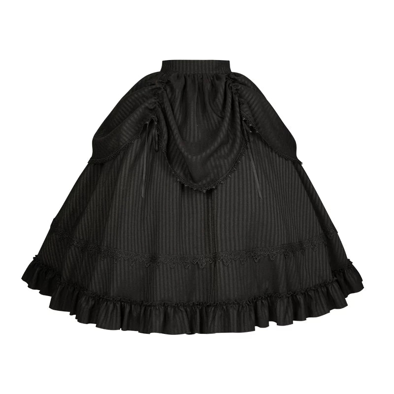 With PUJI - Night Talk - Gothic Lolita Skirt Dress Set, Batwing-shaped Accents detail view 10