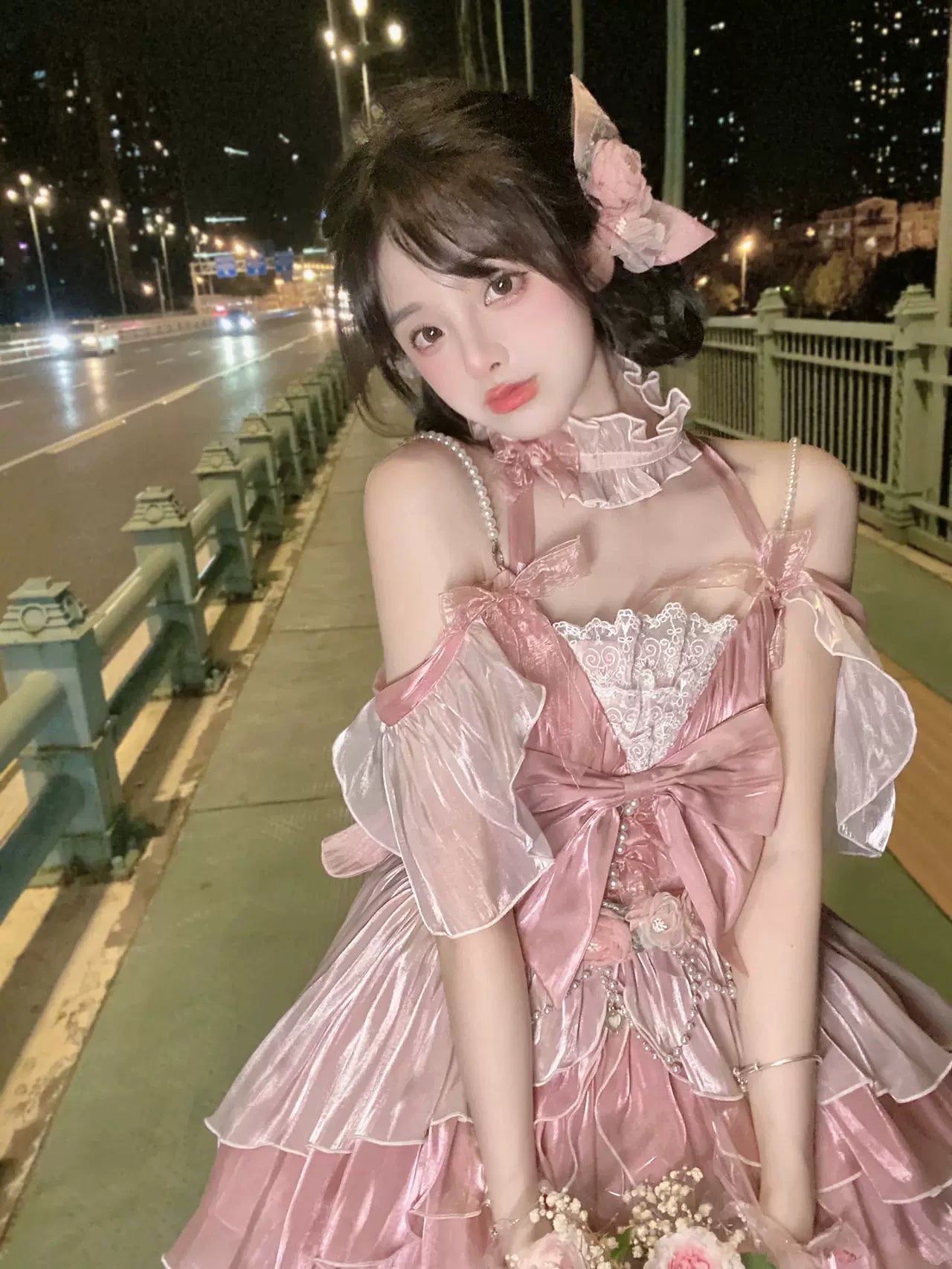 Creamy - Flower Fairy - Pink JSK Dress with Tiered Ruffles