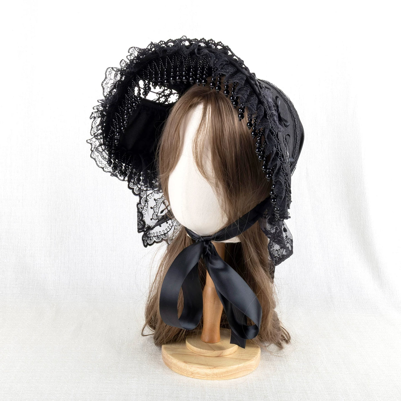 Lightbound Narrative - Cross Window - Bonnet with Lace Ruffle and Cross Motifs