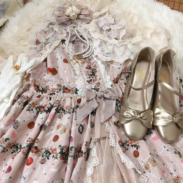 Rose of Sharon - Pearl Chain Lace Bow Lolita Kawaii - Necklace Neckwear