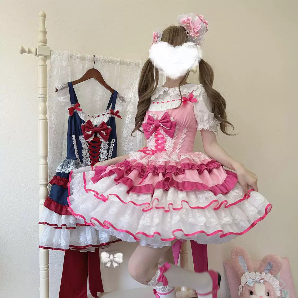 Sweetheart Dream Machine - Snow White Princess - Ruffled JSK Dress with Lace and Ribbon Bows