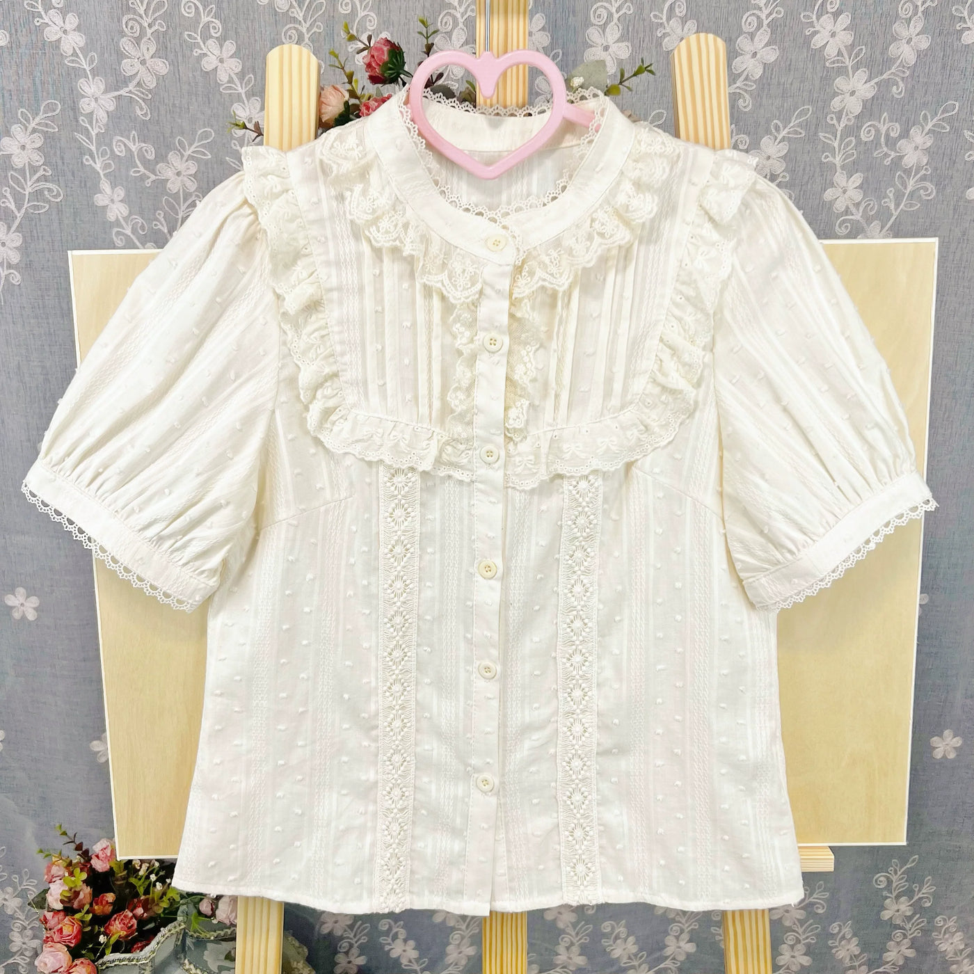 DMFS Lolita - Sweet Lolita Blouse Cotton Summer - Short Sleeve Shirt Innerwear