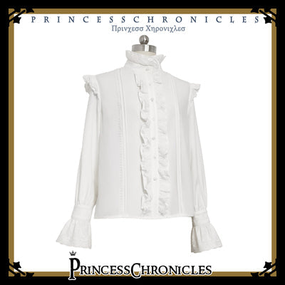 Rabbit Theater - Ouji Lolita White Blouse and Striped Shorts Set S Blouse Only