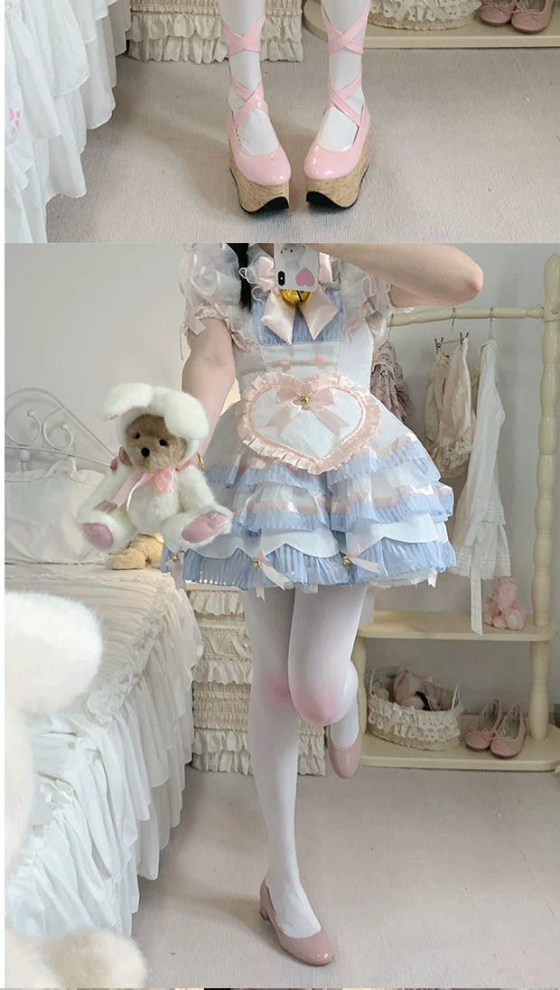roji roji - Knee Blush - White Printed Tights with Knee-Blush Detail
