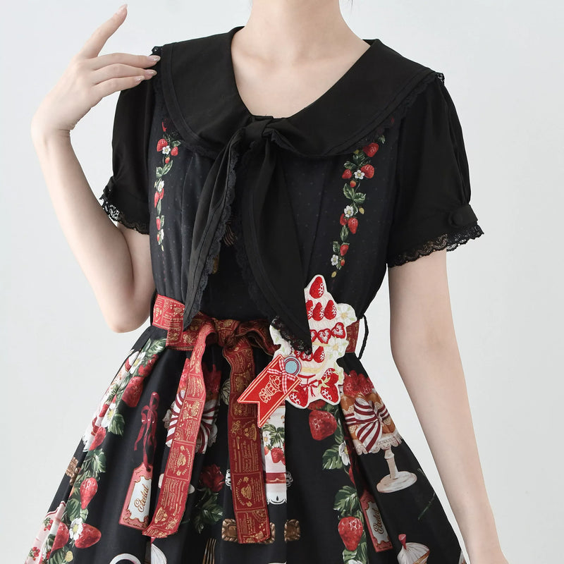 MIST - Cotton Kawaii - Lolita blouse with a lace-trimmed sailor collar