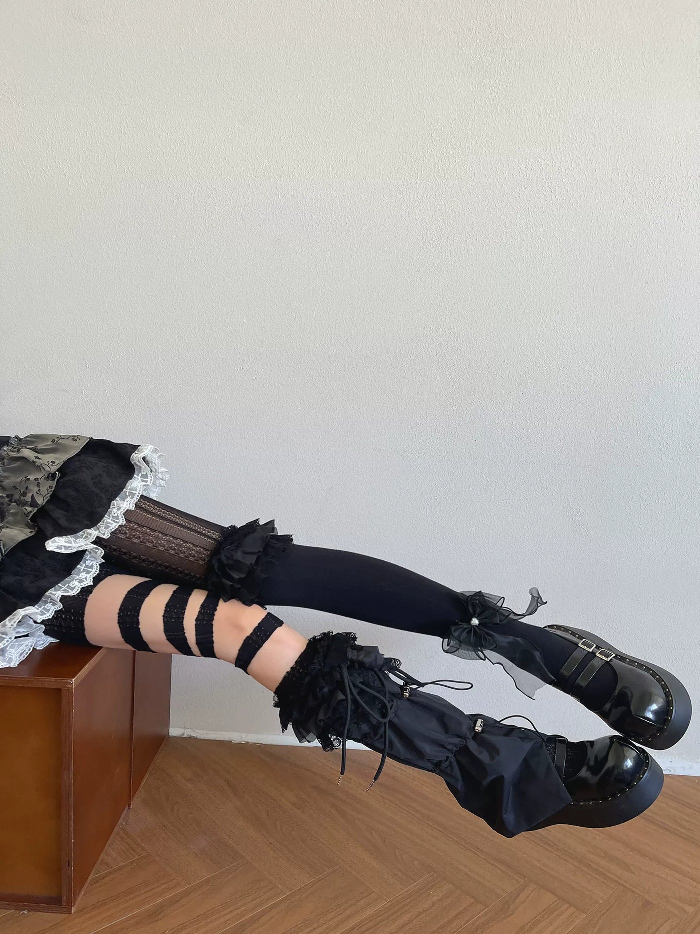 Sock Noble - Layered Gothic - Layering Hosiery with Tulle-Knot Detail
