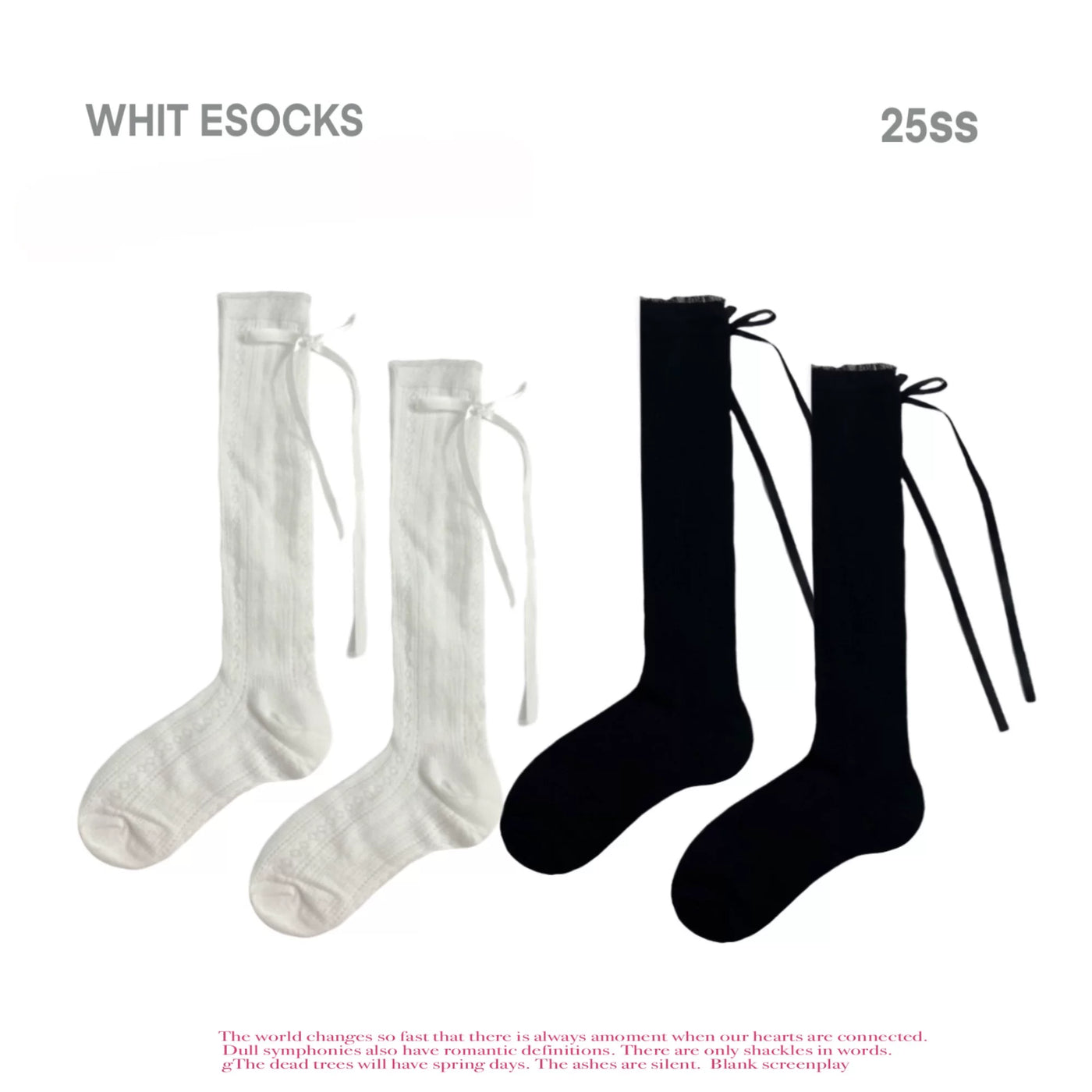 White Socks - Ballet Openwork - Patterned Openwork Mid-Calf Socks