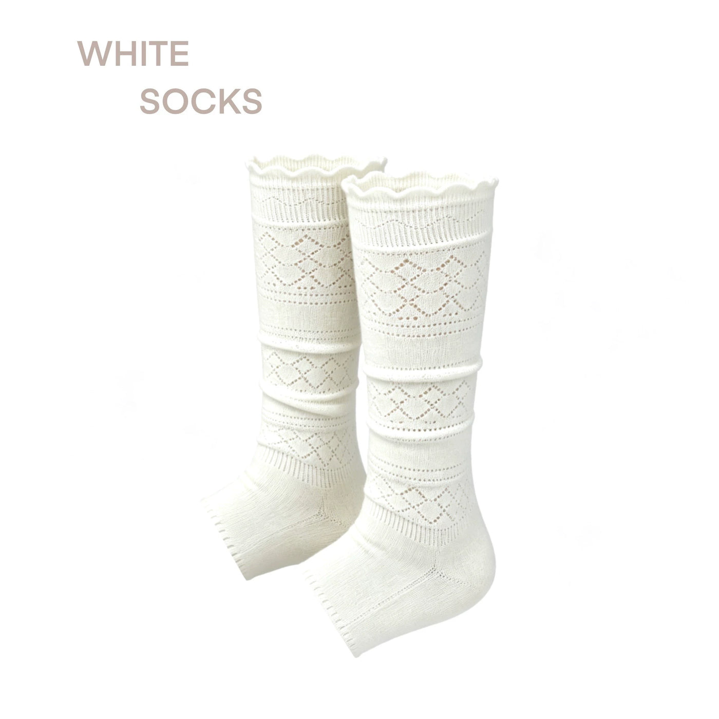 Grey scalloped lace eyelet mid-calf sock cover