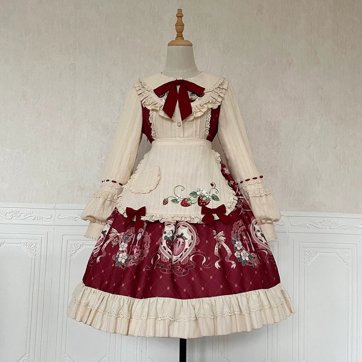 Your Princess - Strawberry Diary - Sweet Lolita Strawberry Print OP Dress with Cape