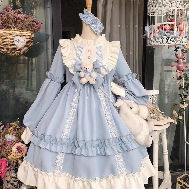 Yueele - Blue Cocoa Spring - Plus-Size Sweet Lolita OP Dress - detail view 7