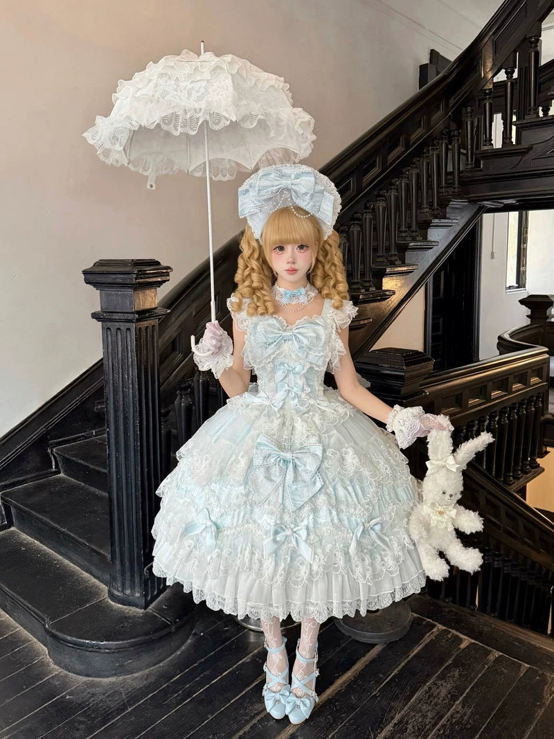 Sugar Girl - Sakura Blossom Dream - Dreamy Sweet Lolita JSK Dress, Abundant Lace & Bows