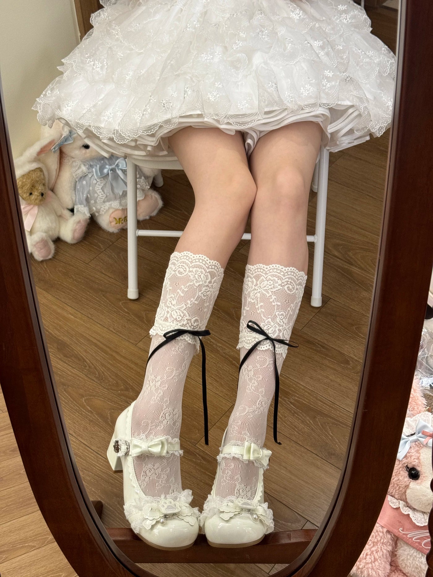 Fantasy Doll - Sweet Lace Bow - Long Socks with Lace Trim and Bow Options