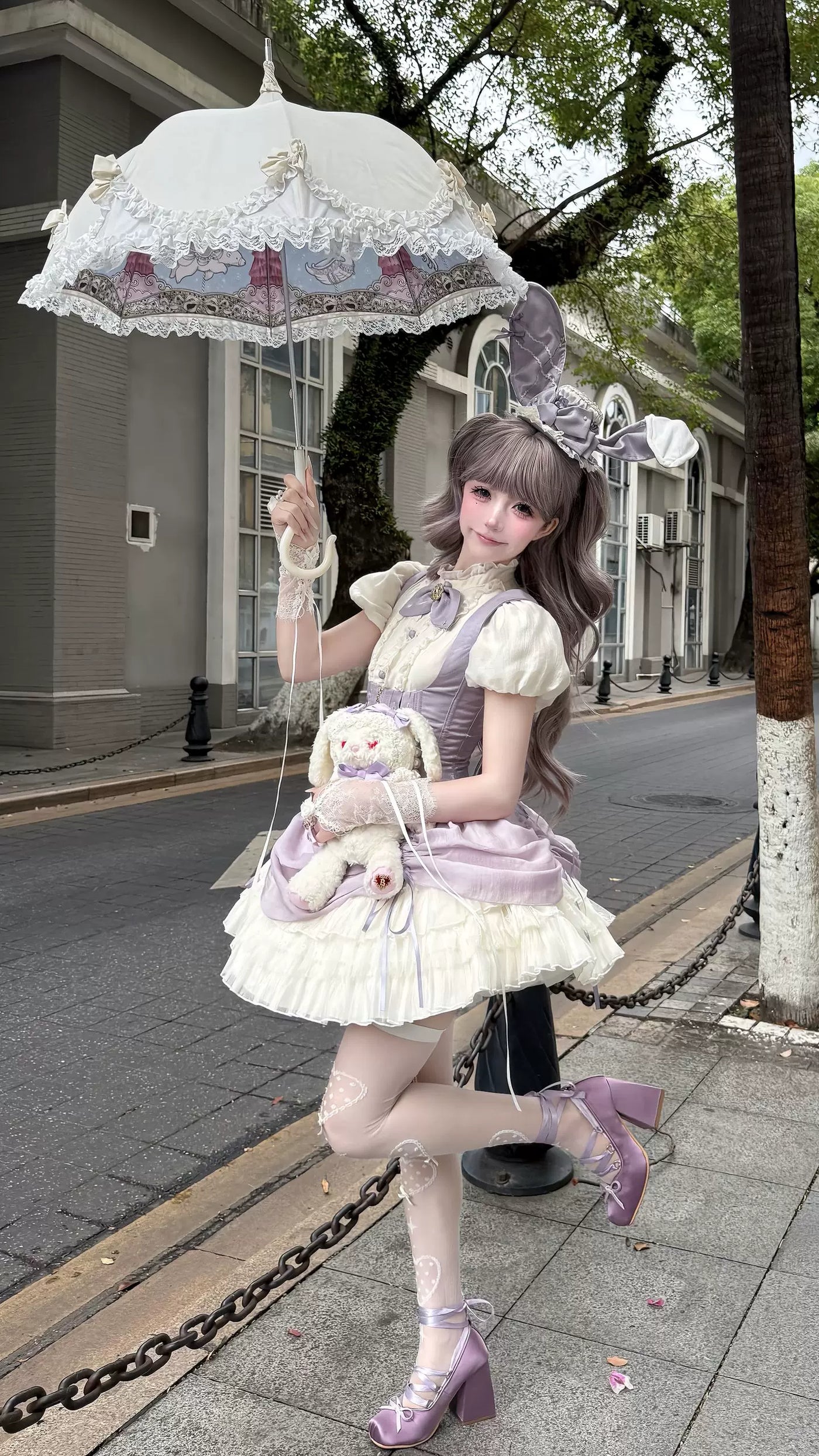 Creamy - Little Rabbit Gothic - JSK Dress Set with a rabbit-ear hat