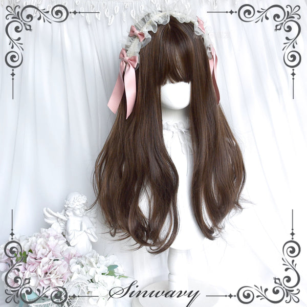 Caramel-brown slightly curly Lolita wig - view 1