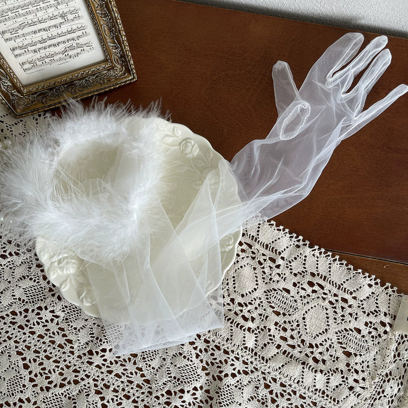 Sock Noble - Feather Veil - Sheer Five-Finger Long Gloves