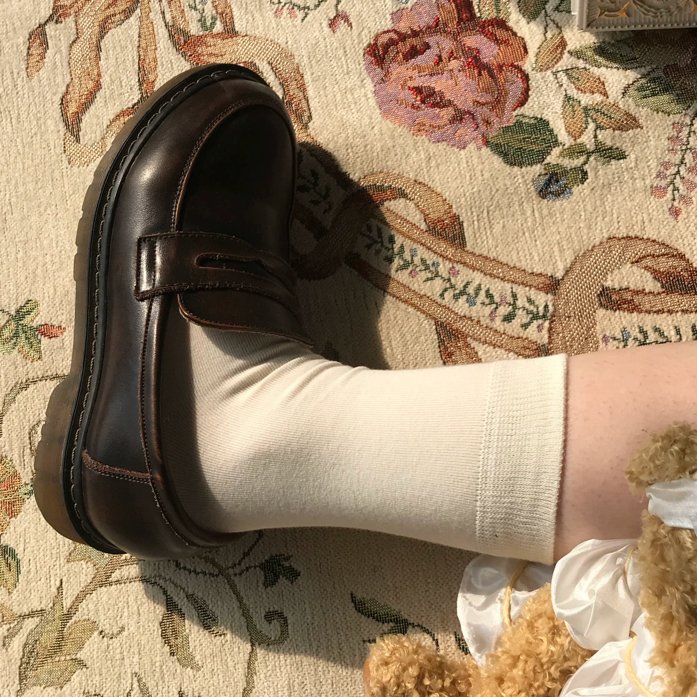 Chubby Bear Tales - Custard Bun - Two-Pair Ribbed Tube Socks in Multiple Lengths