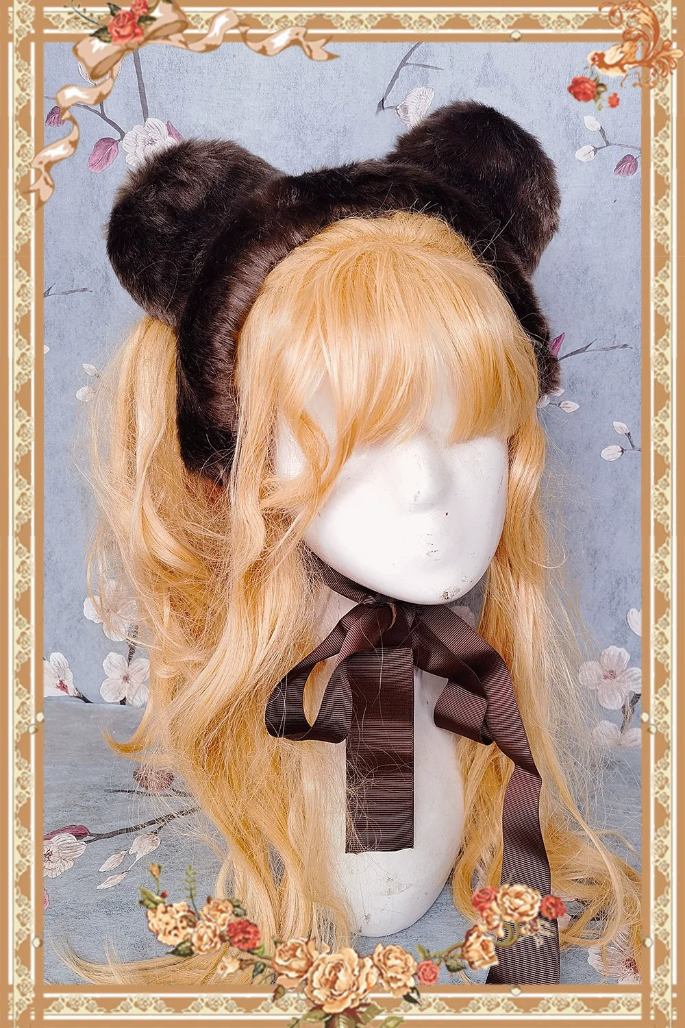Infanta~Sweet Lolita Accessories Bonnet KC Socks Beret Bear Ear Brown Plush Headband 37488:560878