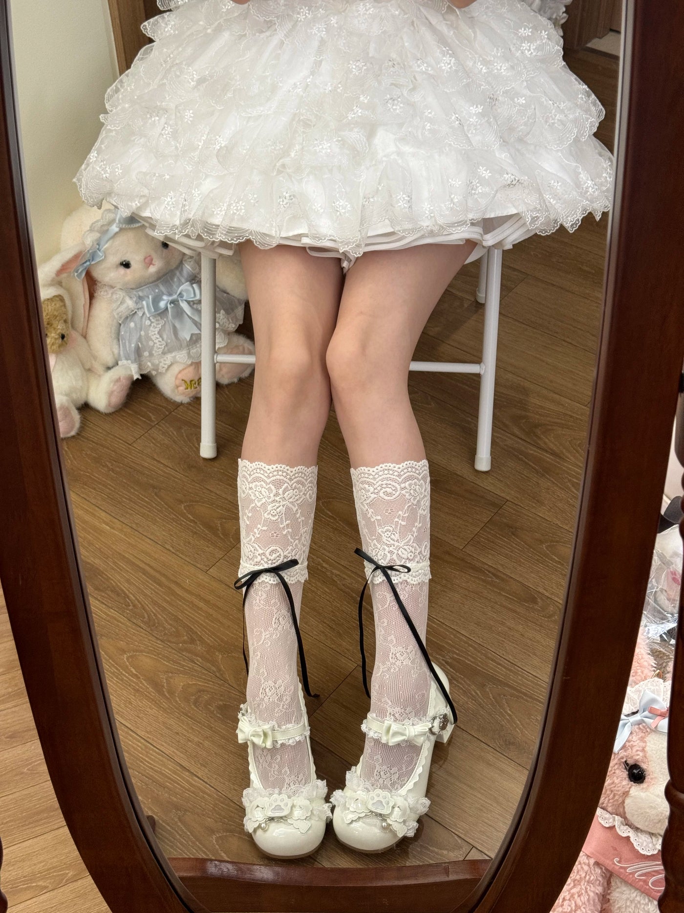 Fantasy Doll - Sweet Lace Bow - Long Socks with Lace Trim and Bow Options