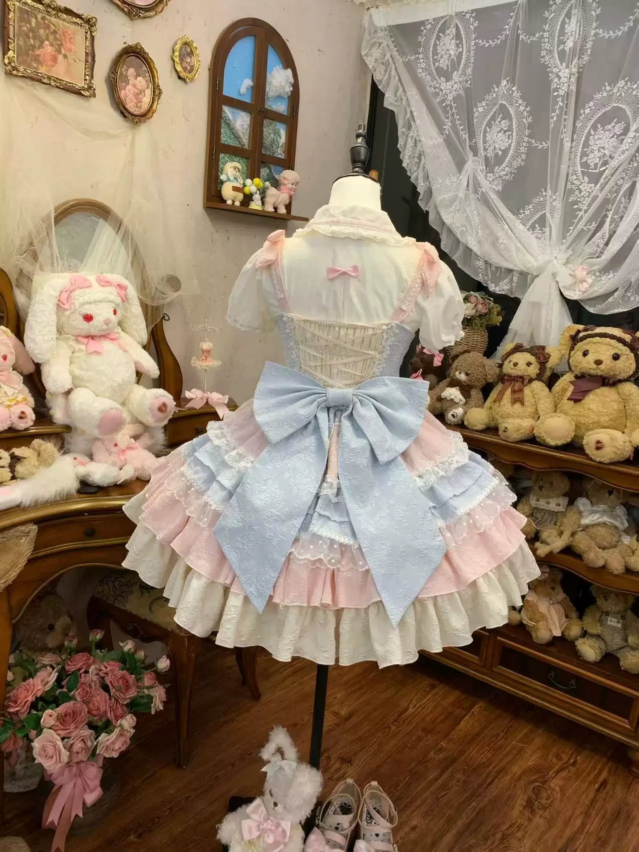 YoYo - Dopamine Sweet Lolita - Tiered Bow-Accented Pastel Dress