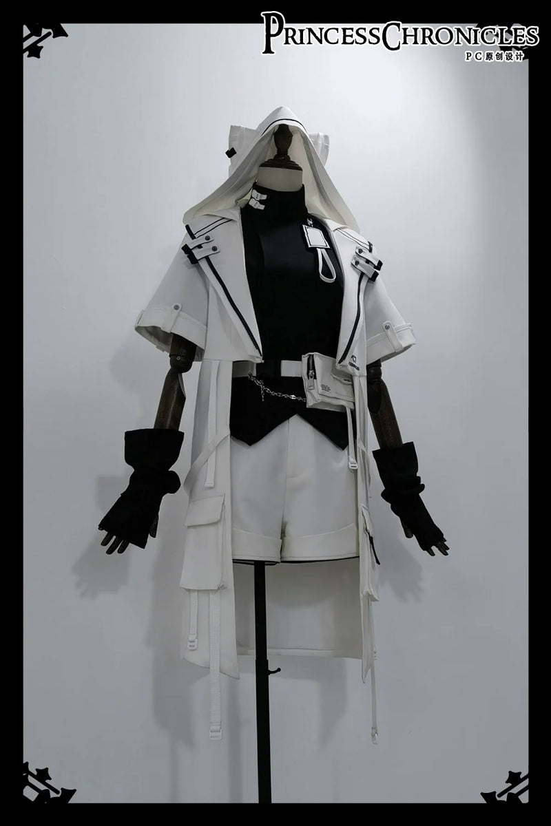 Princess Chronicles - White Cat - Futuristic Style Cool Lolita Pants Suit With Cat Ear Coat