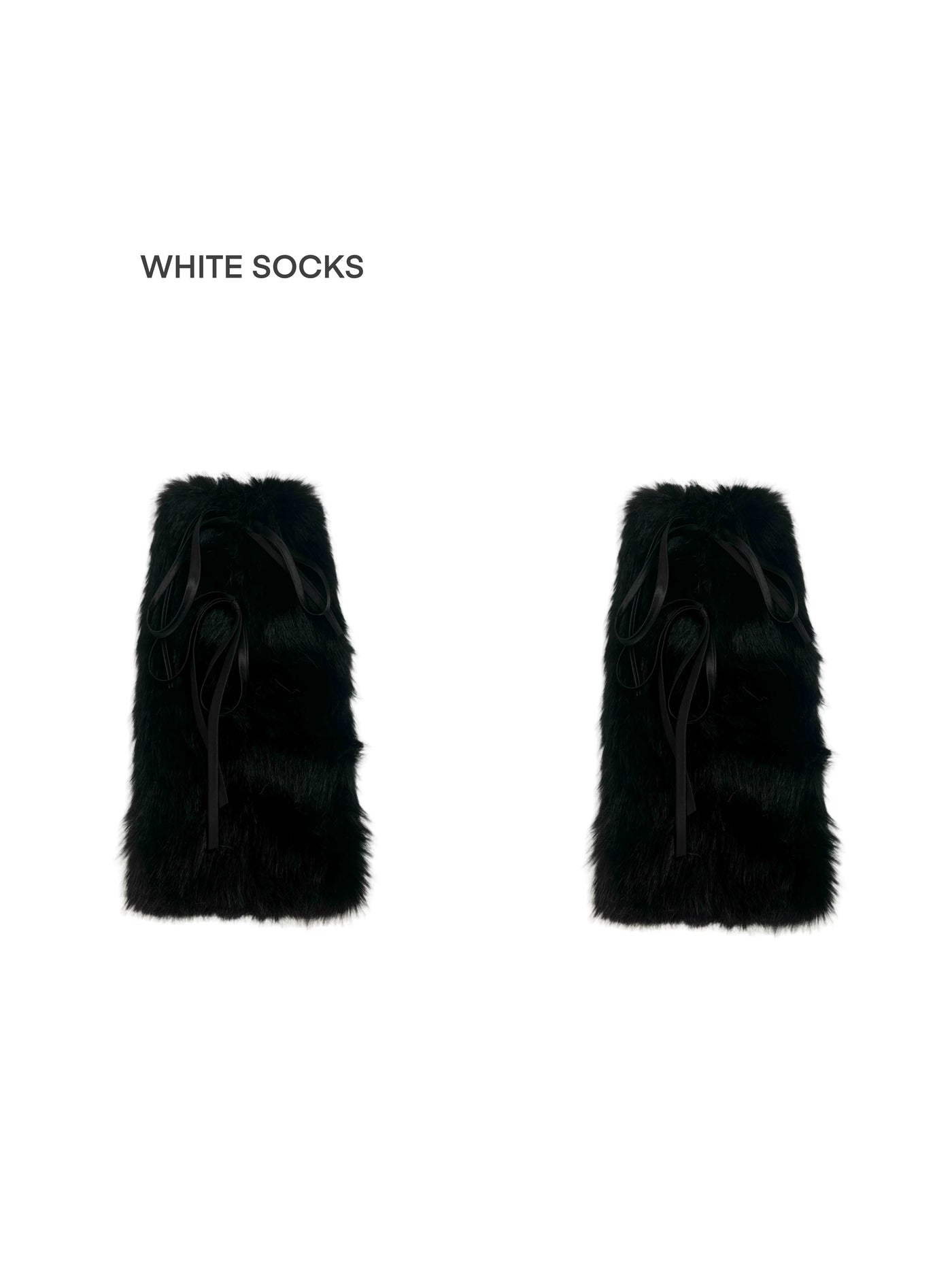 White Socks - Y2K Furry - Furry Leg Warmers with Long Tie Cords