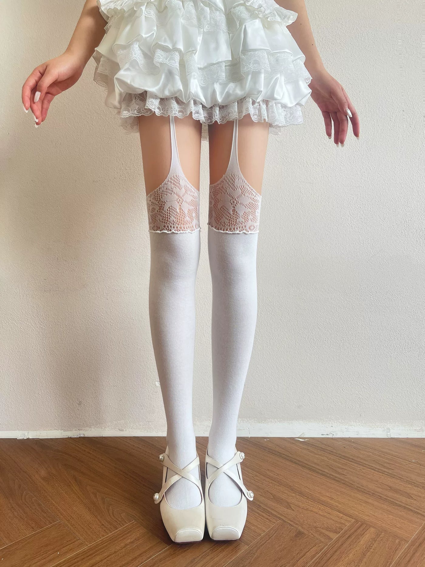 Sock Noble - Lace Suspender - Thigh-High Stockings with Lace Panels
