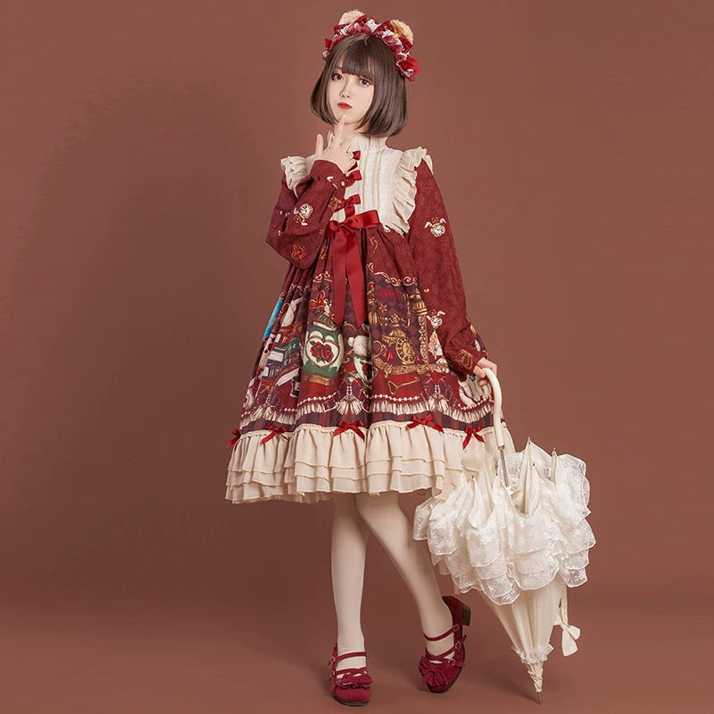 Leopard Cat Crown Bear OP dress by Lolita Fetch, featuring a cute leopard print pattern and playful design for daily wear.