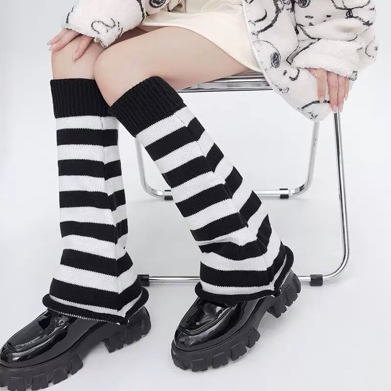 Fantasy Doll - Y2K Stripe Flare - Leg Warmers and Thigh-High Socks with Ribbed Cuffs