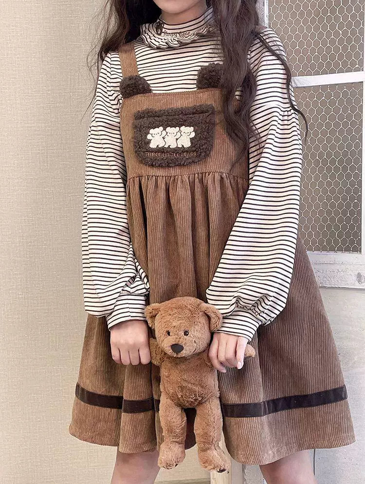 Sweetheart Dream Machine - Sleepy Bear - High-Neck Base-Layer Top with Lettuce-Edge Trim